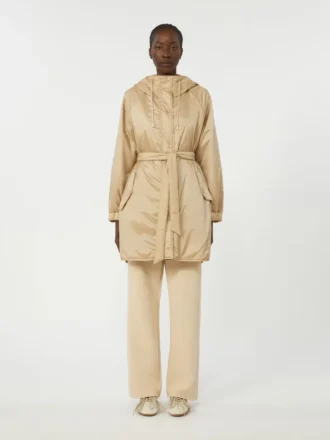 Reversible padded parka in water-repellent canvas, beige