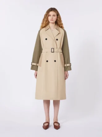 Reversible water-repellent gabardine trench coat, beige