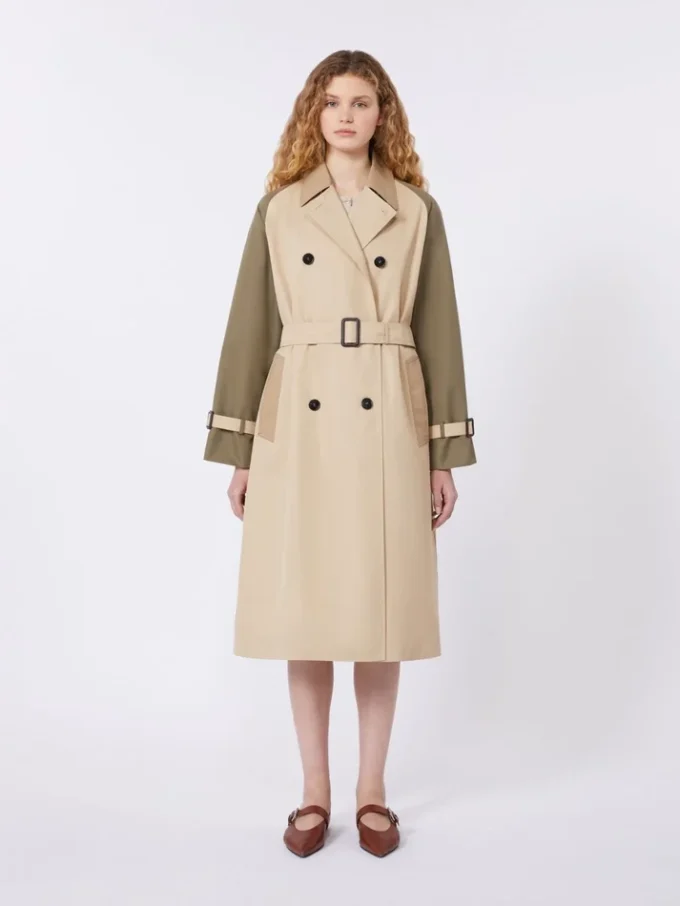 Reversible water-repellent gabardine trench coat, beige Reversible water-repellent gabardine trench coat, beige