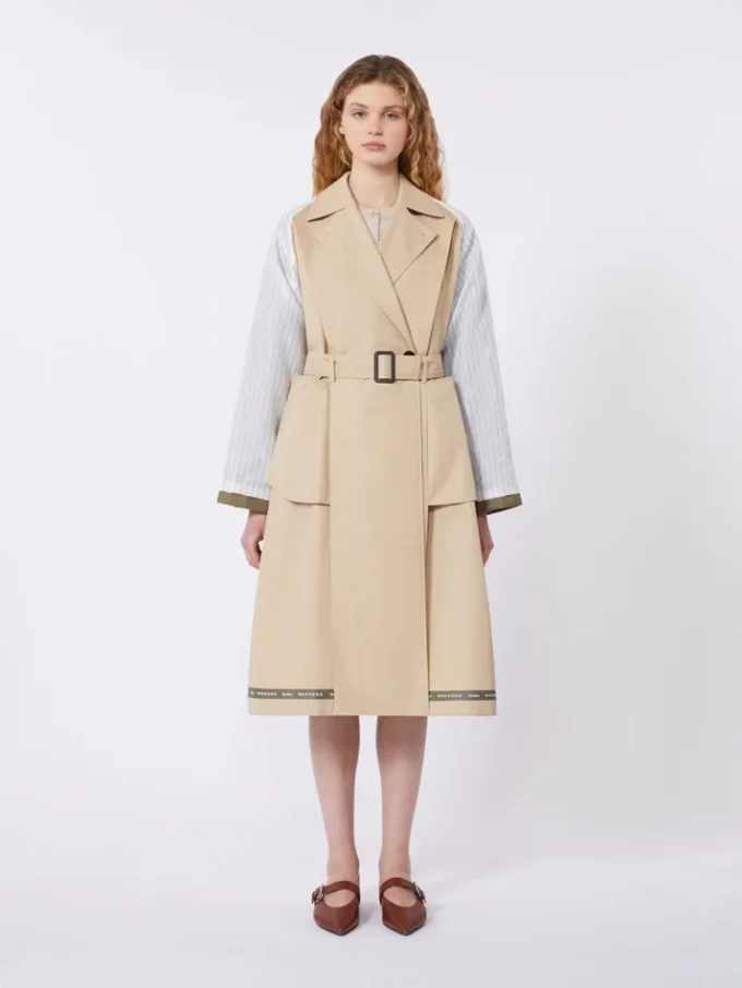 Reversible water-repellent gabardine trench coat, beige Reversible water-repellent gabardine trench coat, beige