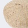 Rhinestone-adorned cashmere beret, sand