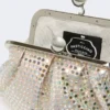 Rhinestone-adorned small satin pasticcino bag, antique rose