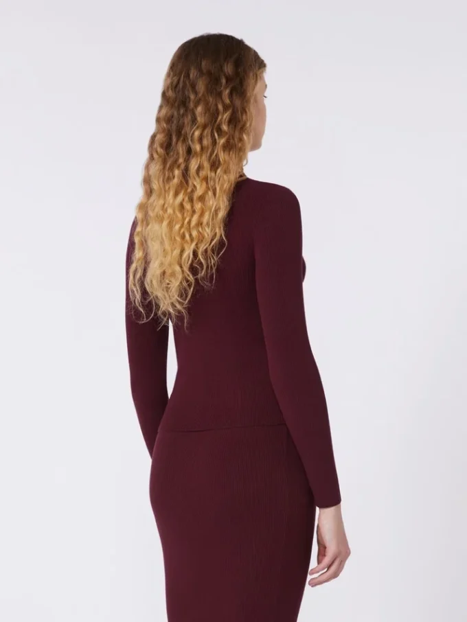 Rib-knit viscose cardigan, bordeaux Rib-knit viscose cardigan, bordeaux