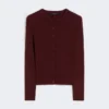 Rib-knit viscose cardigan, bordeaux Rib-knit viscose cardigan, bordeaux