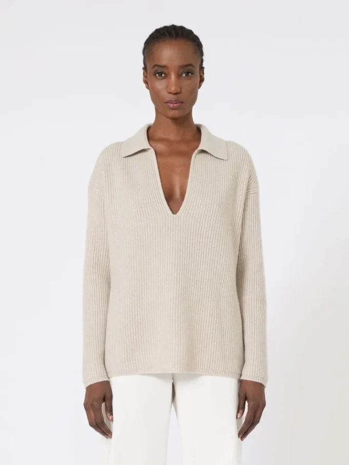Ribbed cashmere jumper, beige Ribbed cashmere jumper, beige