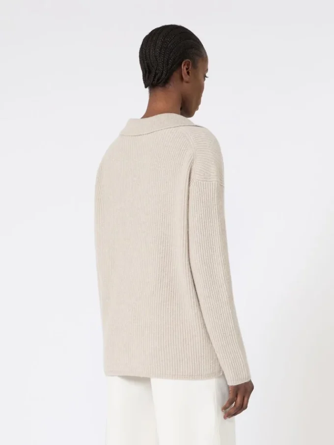 Ribbed cashmere jumper, beige Ribbed cashmere jumper, beige