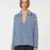 Ribbed cashmere jumper, white blue