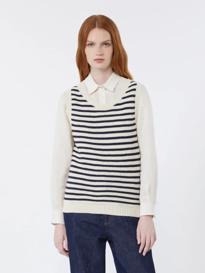 Ribbed cotton yarn jumper, navy Ribbed cotton yarn jumper, navy