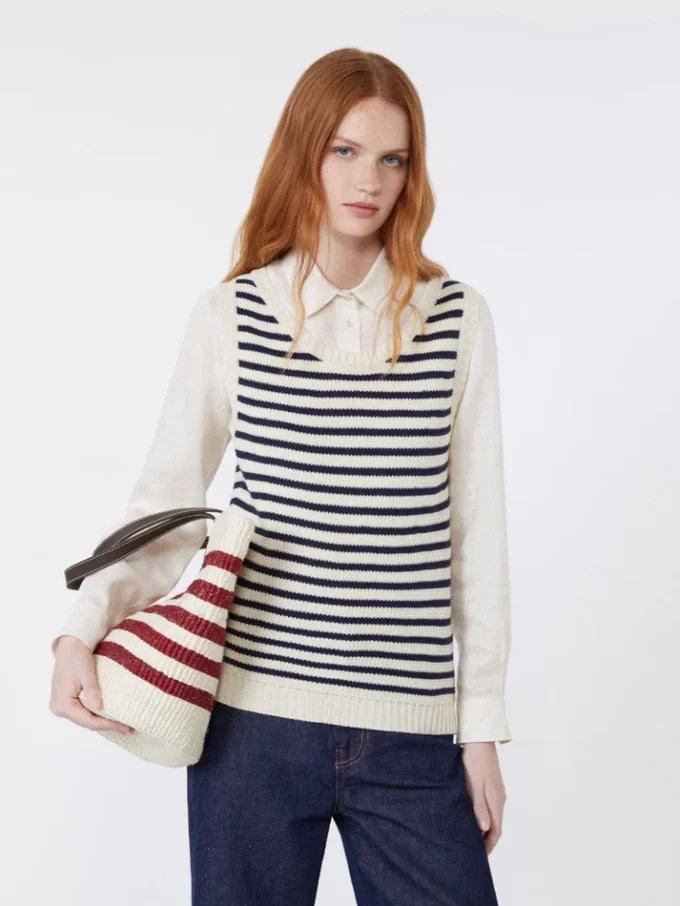 Ribbed cotton yarn jumper, navy Ribbed cotton yarn jumper, navy