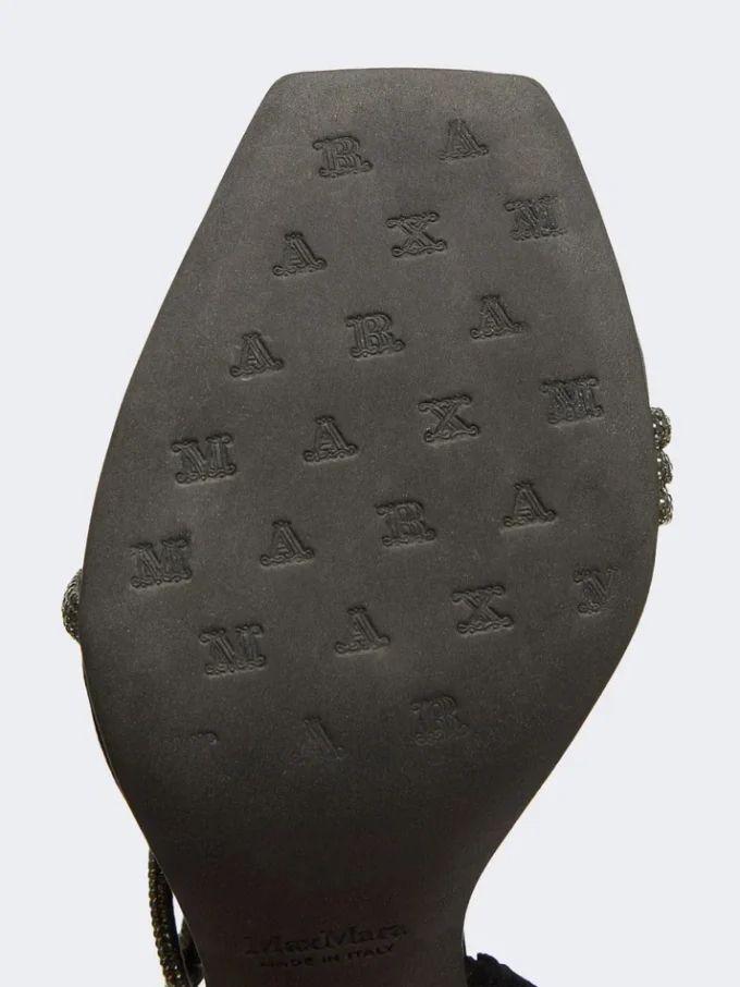 Satin and crystal sandals, black