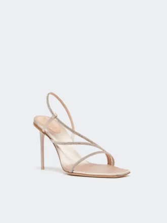 Satin and crystal sandals, make up nude