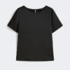 Satin and jersey t-shirt, black