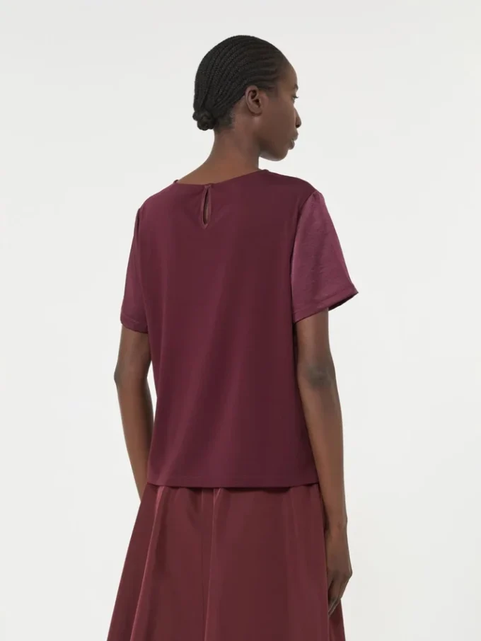 Satin and jersey t-shirt, bordeaux Satin and jersey t-shirt, bordeaux