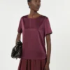 Satin and jersey t-shirt, bordeaux Satin and jersey t-shirt, bordeaux