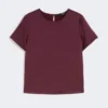 Satin and jersey t-shirt, bordeaux Satin and jersey t-shirt, bordeaux