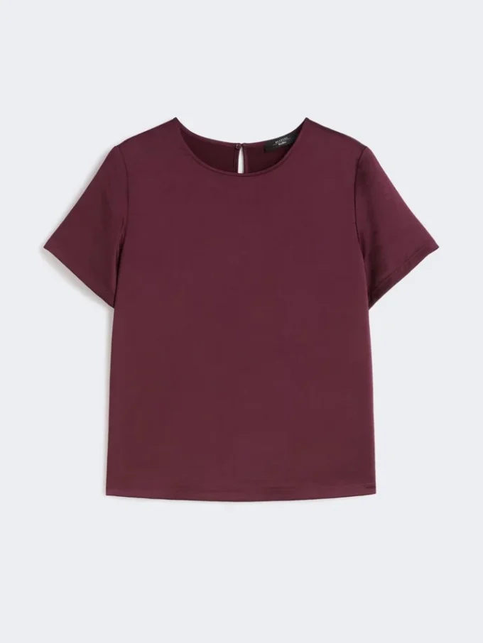 Satin and jersey t-shirt, bordeaux Satin and jersey t-shirt, bordeaux