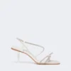 Satin and rhinestone sandals, ivory