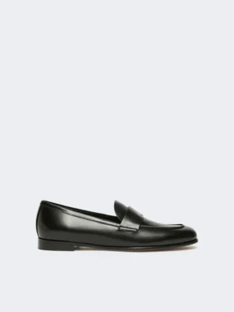 Semi-glossy leather moccasins, black