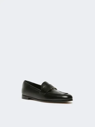 Semi-glossy leather moccasins, black