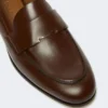 Semi-glossy leather moccasins, cocoa