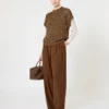 Sequin-adorned mesh-knit cotton sweater, hazelnut brown