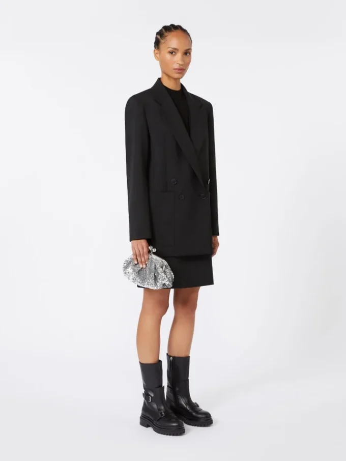 Sequin-adorned small satin pasticcino bag, silver