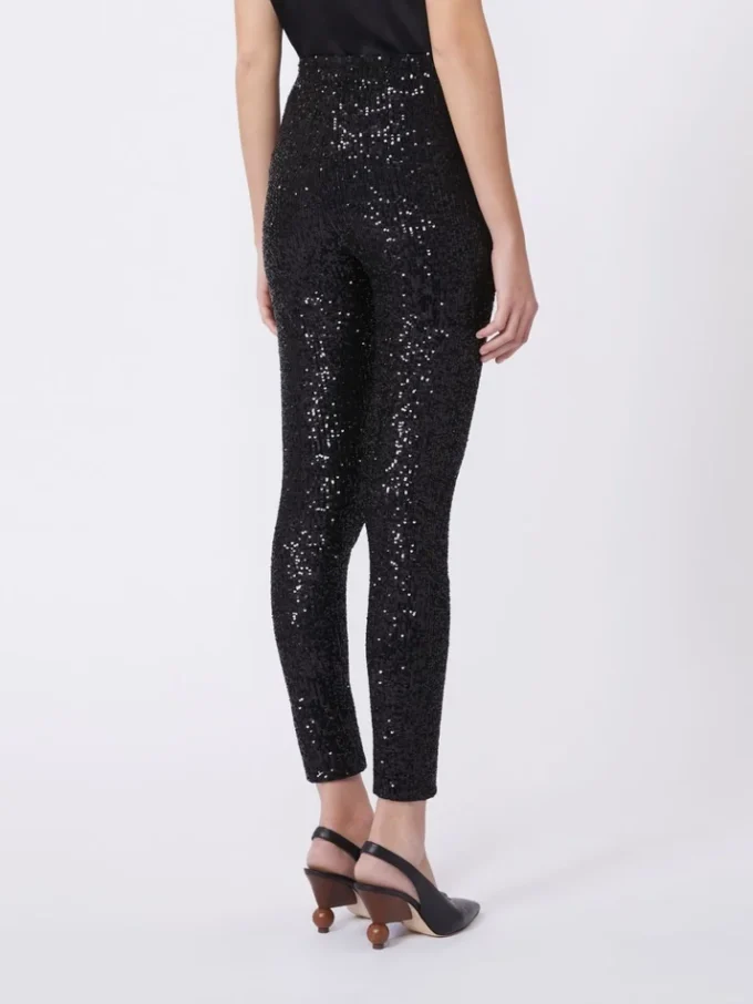 Sequinned leggings, black