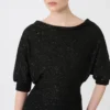 Sequinned viscose yarn dress, black Sequinned viscose yarn dress, black