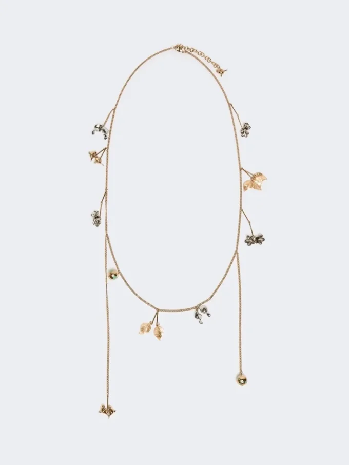 Set of metal and glass necklaces, emerald Set of metal and glass necklaces, emerald