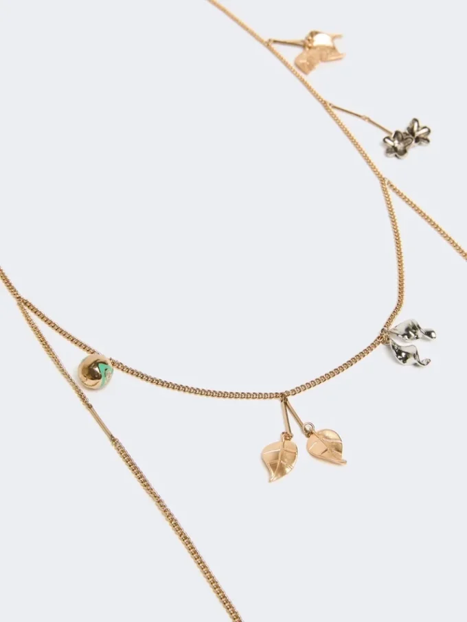 Set of metal and glass necklaces, emerald Set of metal and glass necklaces, emerald