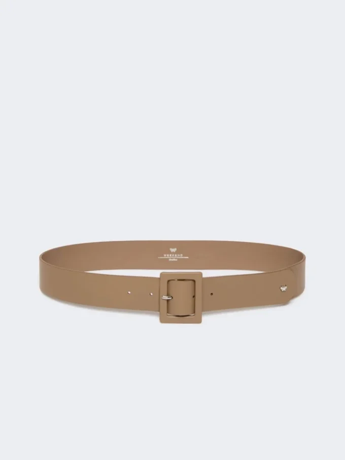 Shiny nappa leather belt, turtledove