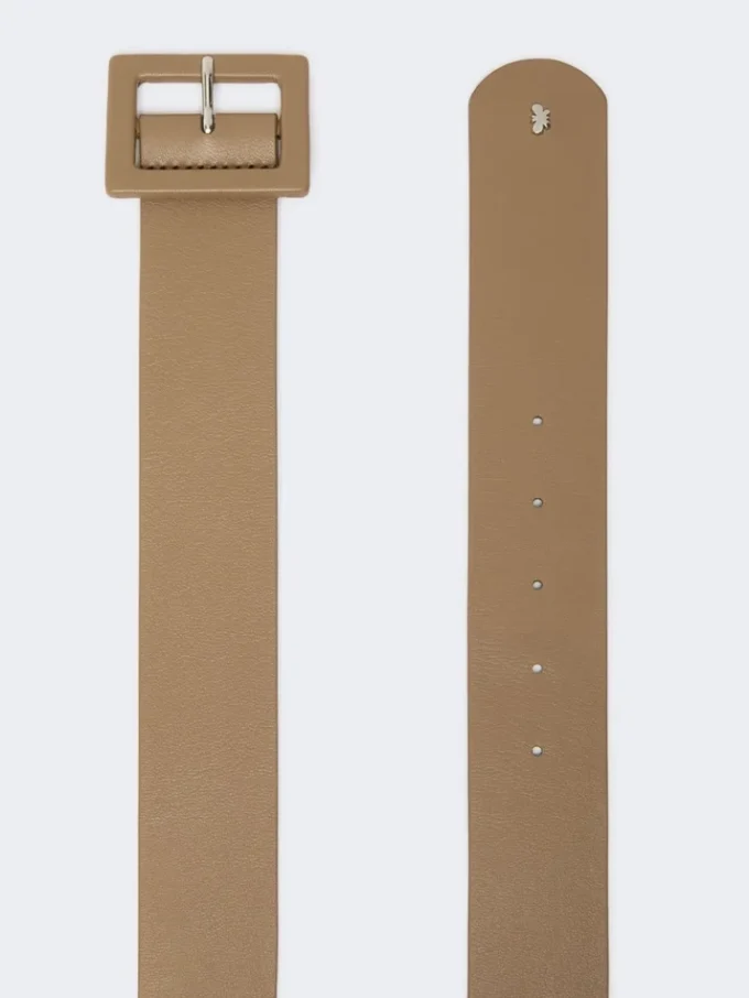 Shiny nappa leather belt, turtledove