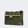 Shiny nappa leather envelope pasticcino bag, dark green