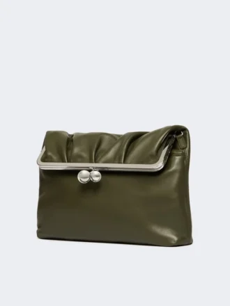 Shiny nappa leather envelope pasticcino bag, dark green