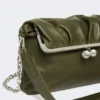Shiny nappa leather envelope pasticcino bag, dark green