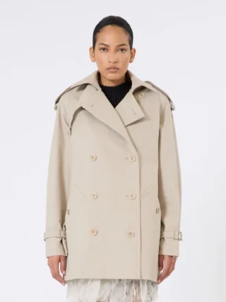 Short cotton duster coat, sand