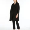 Short double-faced wool coat, black