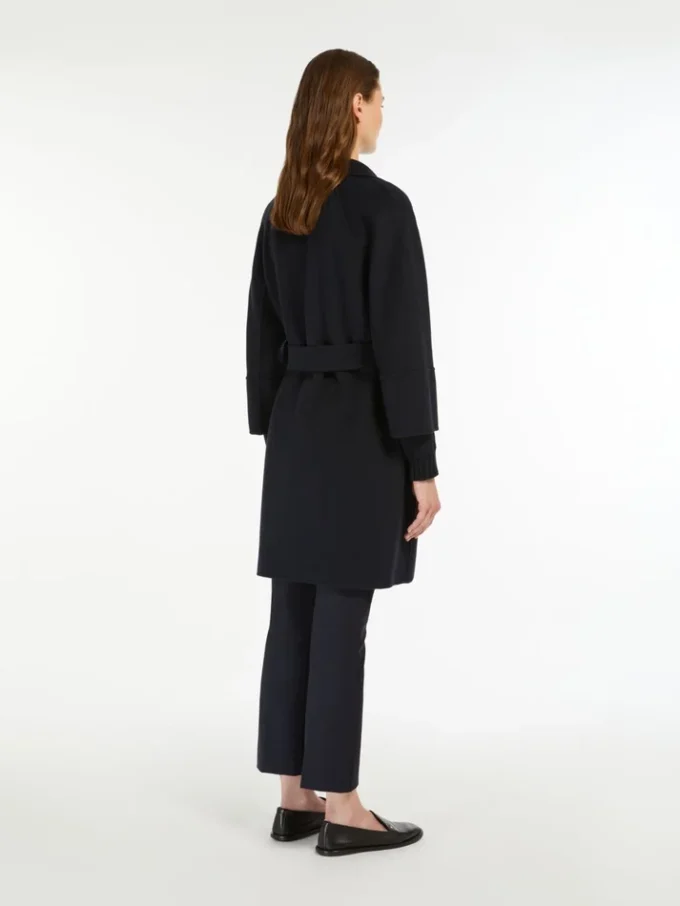 Short double-faced wool coat, midnightblue