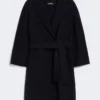 Short double-faced wool coat, midnightblue