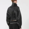 Short leather jacket, black