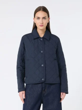 Short padded jacket in water-repellent fabric, navy