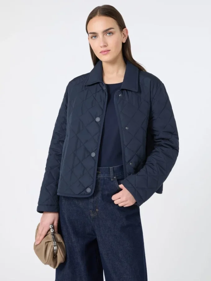 Short padded jacket in water-repellent fabric, navy