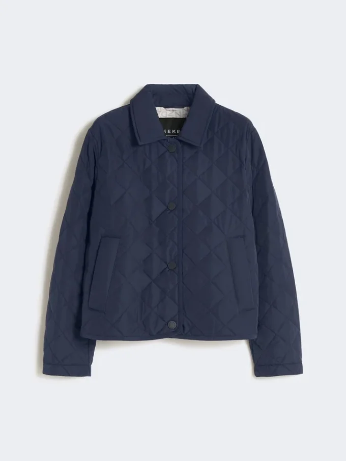 Short padded jacket in water-repellent fabric, navy