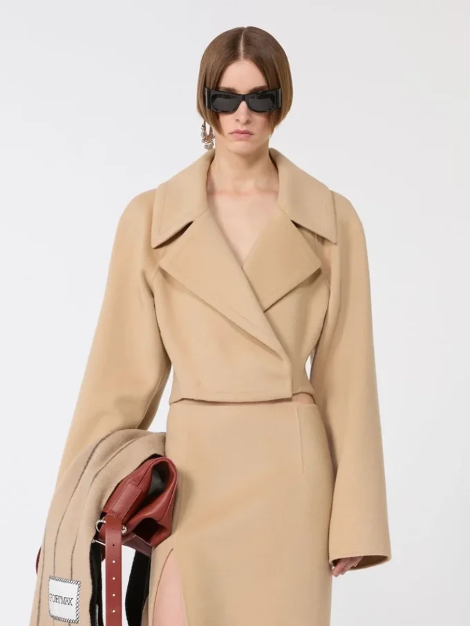 Short pure wool outerwear, caramel Short pure wool outerwear, caramel