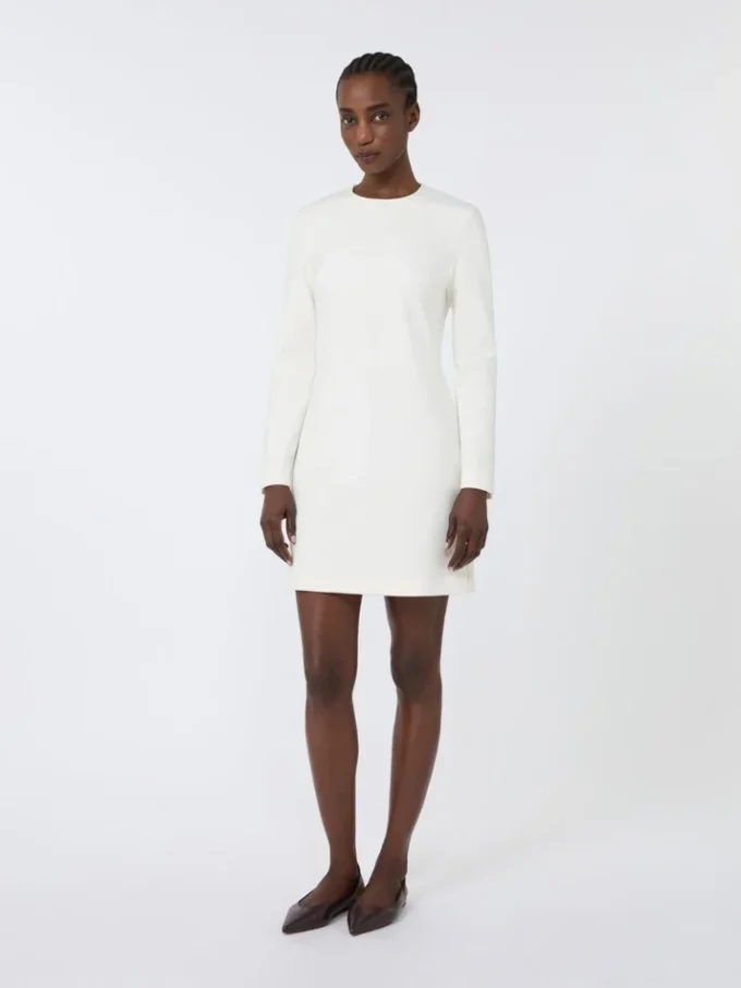 Short scuba jersey dress, ivory