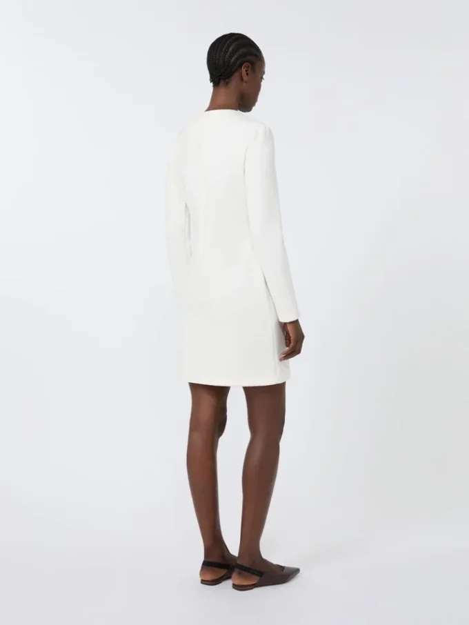 Short scuba jersey dress, ivory