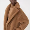 Short teddy bear icon coat, camel