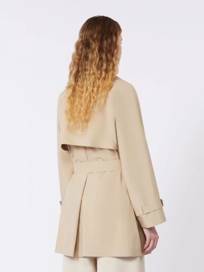 Short trench coat in water-repellent canvas, beige Short trench coat in water-repellent canvas, beige