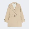 Short trench coat in water-repellent canvas, beige Short trench coat in water-repellent canvas, beige