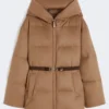 Short water-repellent canvas and camel down jacket, camel Short water-repellent canvas and camel down jacket, camel
